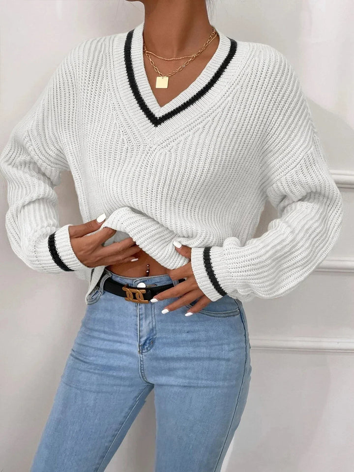 Marina | Striped Waffle Knit Sweater