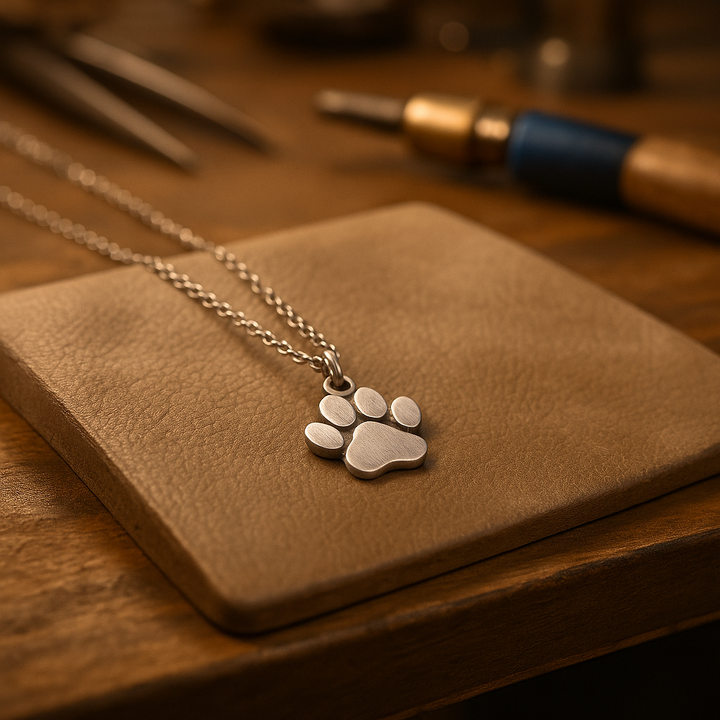 Elegant necklace with a paw-shaped pendant in silver
