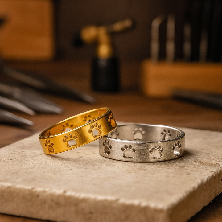 Golden Paw Print Ring – Stainless Steel