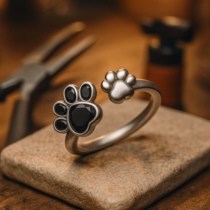 Creative Adjustable Ring with Cute Paw Print