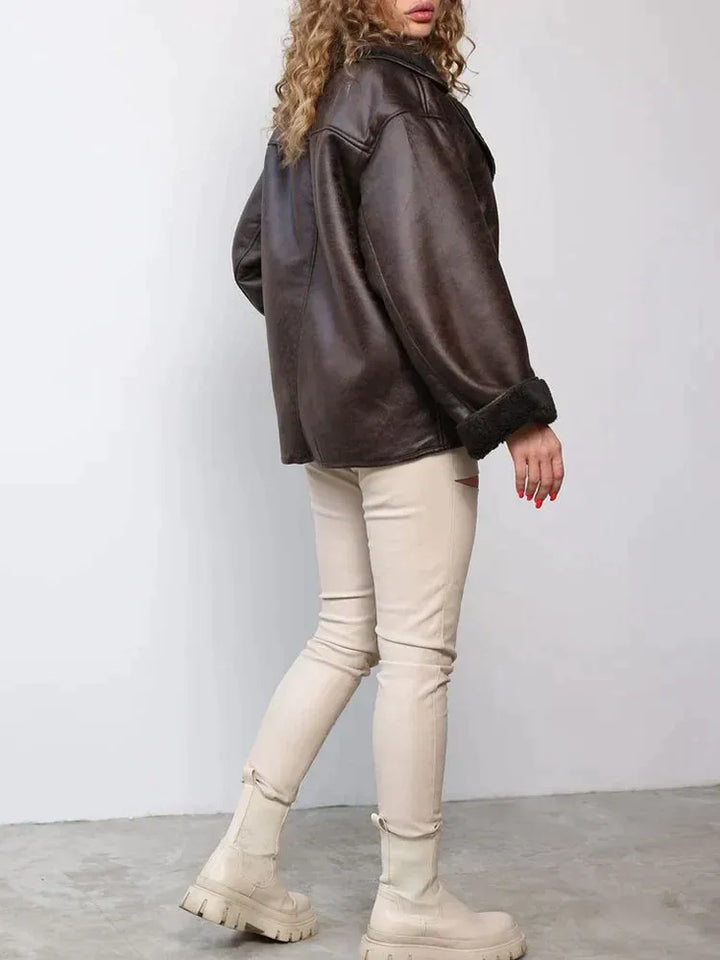 Sylvia - Women's Leather Jacket with Shearling Lining